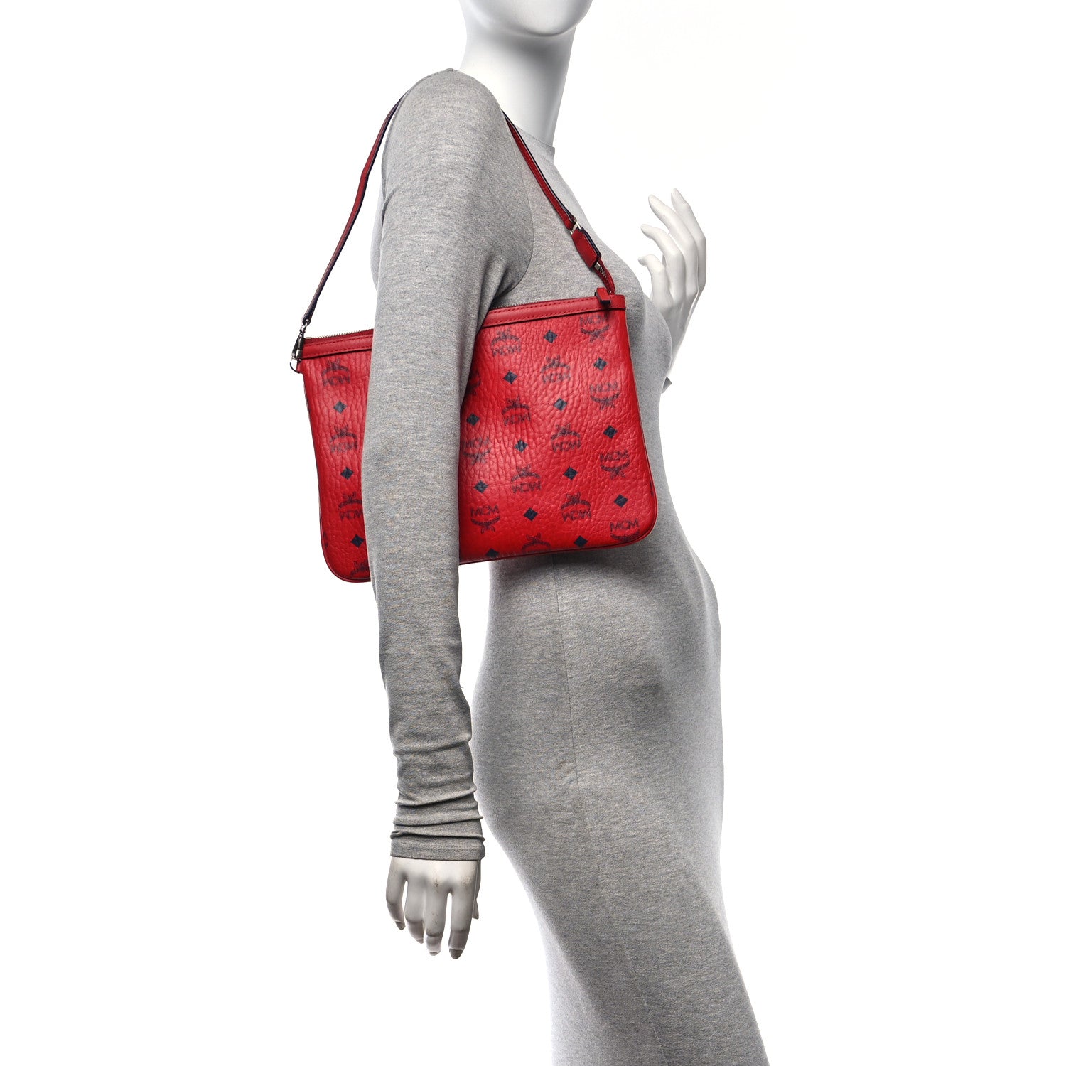 MCM Visetos Liz Shopper Tote Pouch Ruby Red 2 of 9