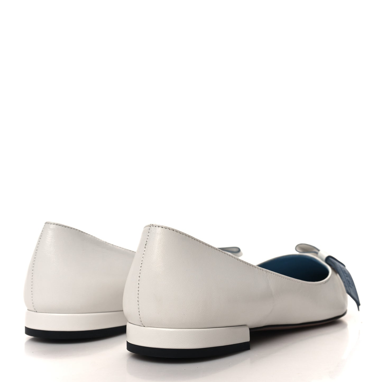 Calfskin Logo Bow Ballerina Flats 36 White
