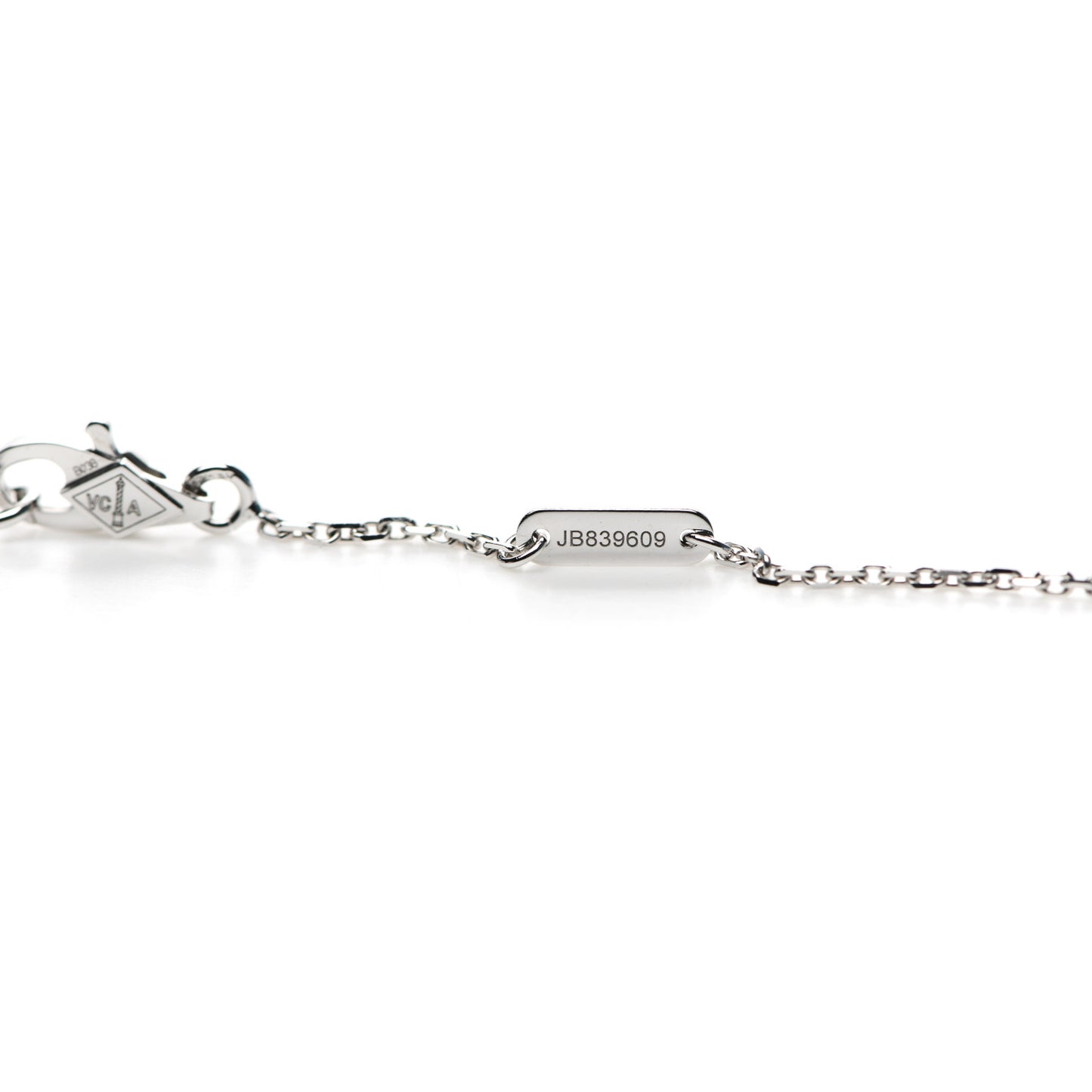 18K White Gold Diamond Sweet Alhambra Pendant Necklace
