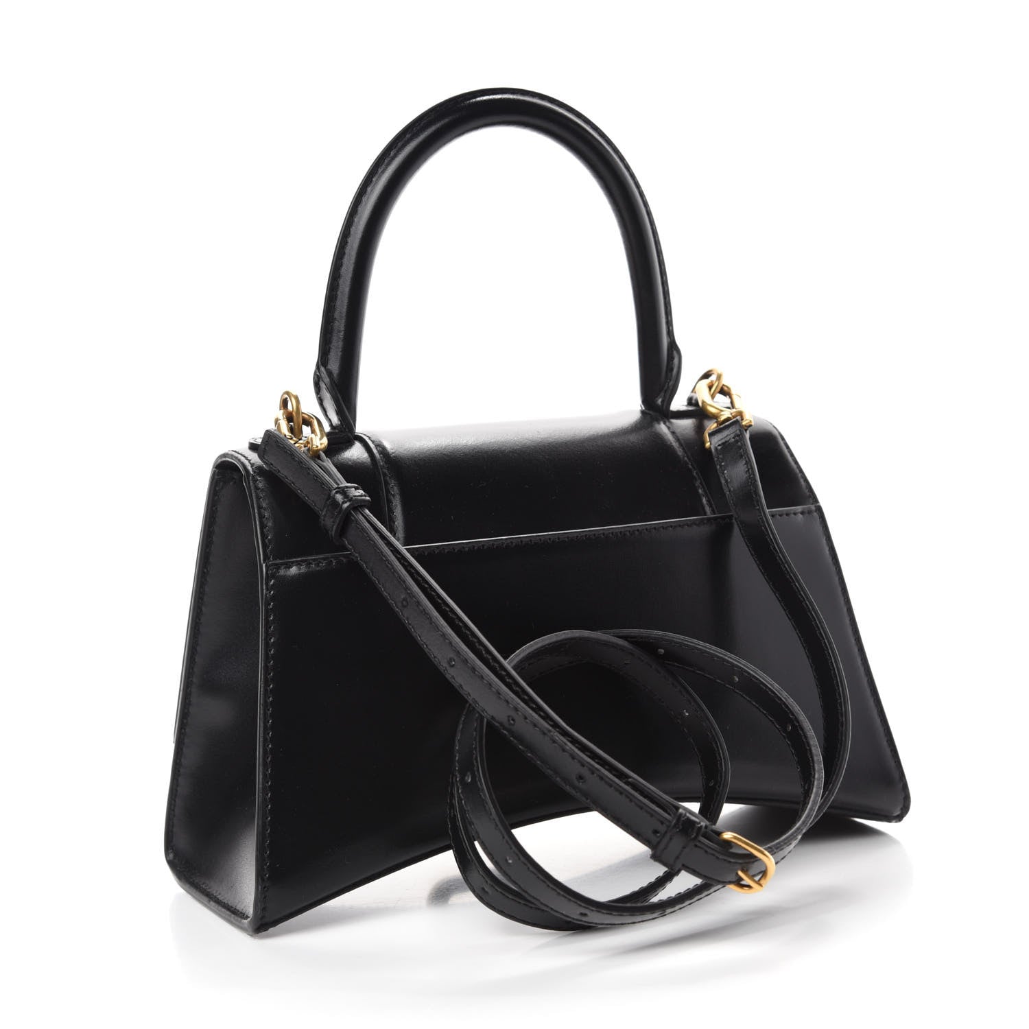 Balenciaga Shiny Box Calfskin Small Hourglass Top Handle Bag Black 3 of 10