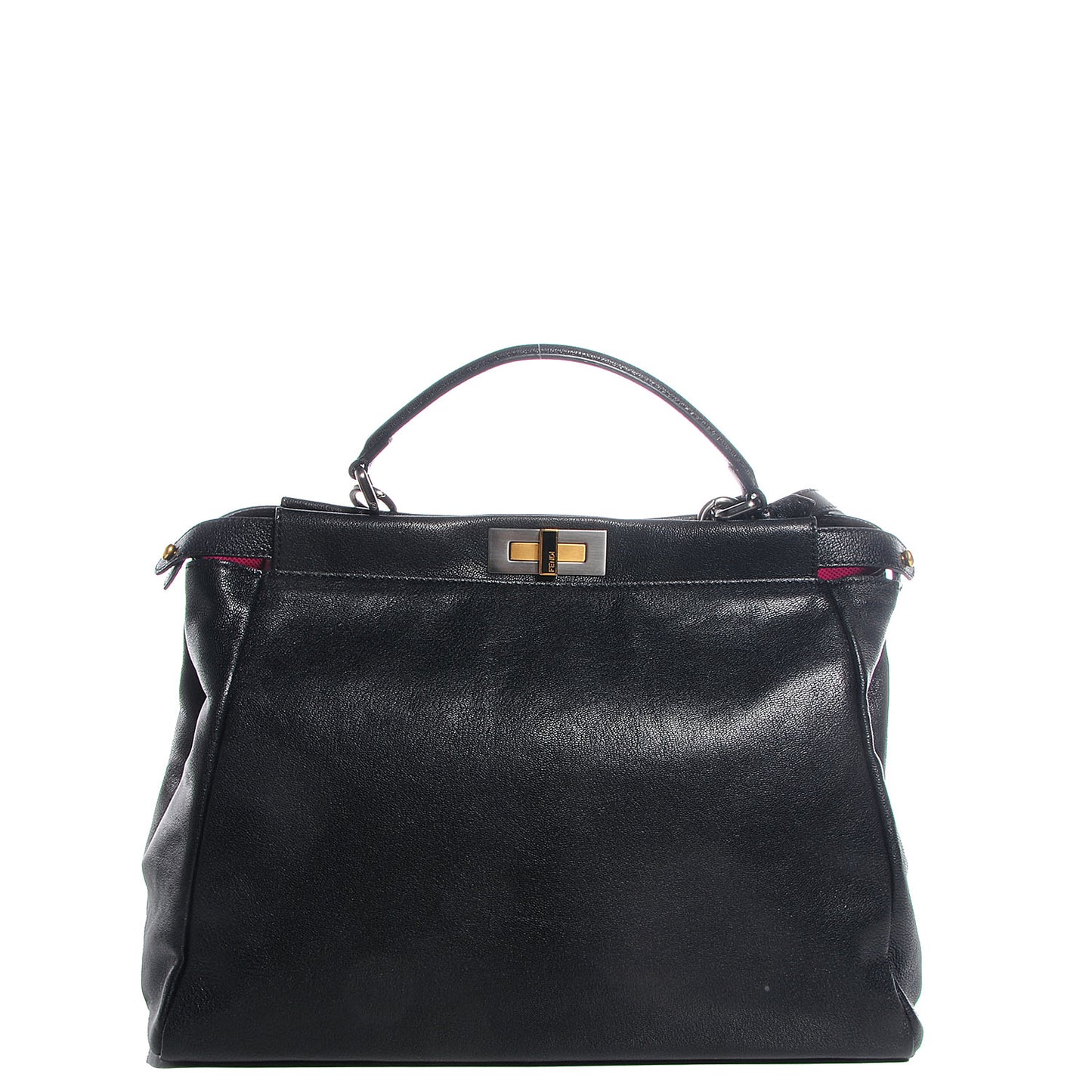 Goatskin Large Peekaboo Iconic Satchel Black Lampone