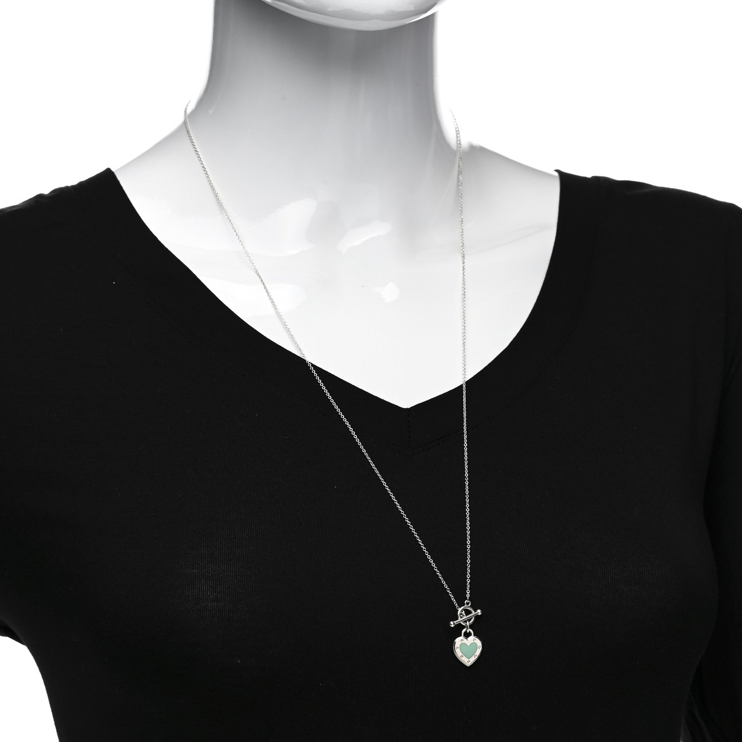 Sterling Silver Enamel Return to Tiffany Love Heart Necklace Blue