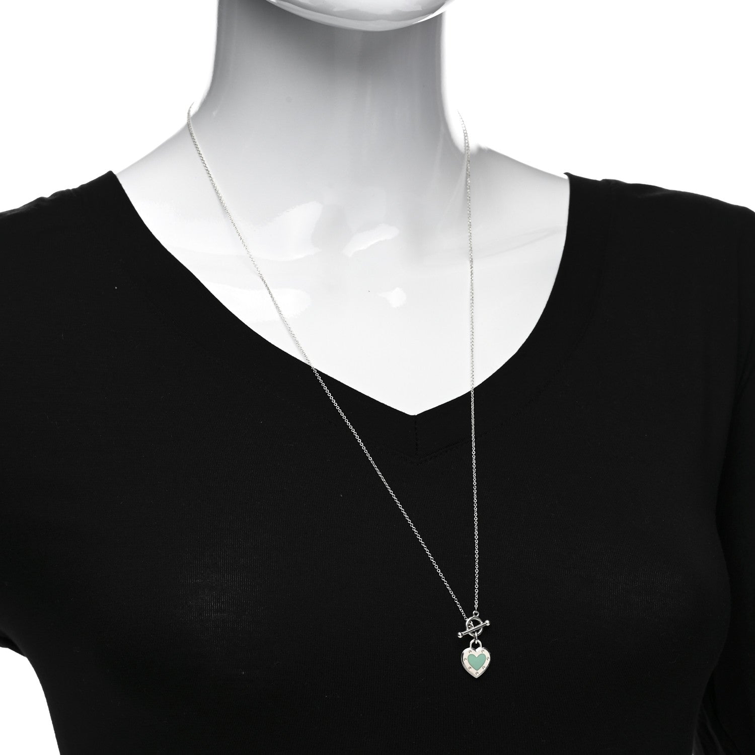 Tiffany Sterling Silver Enamel Return to Tiffany Love Heart Necklace Blue 2 of 4
