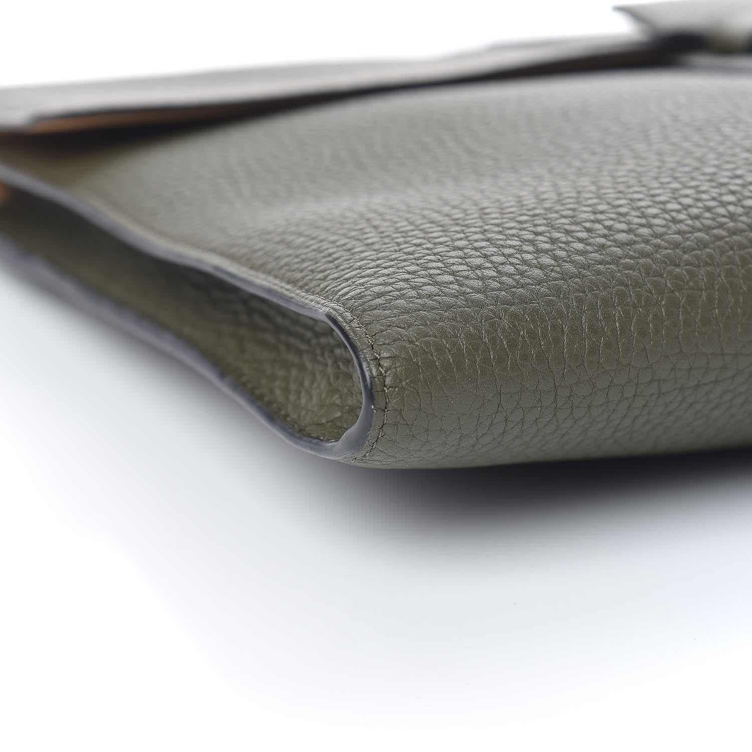 Delvaux Taurillon Crispe Presse A4 Pouch Kaki 5 of 8