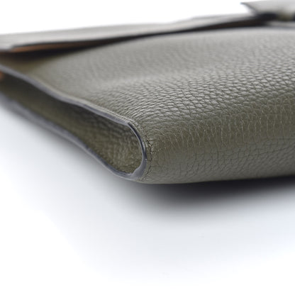 Delvaux Taurillon Crispe Presse A4 Pouch Kaki 5 of 8