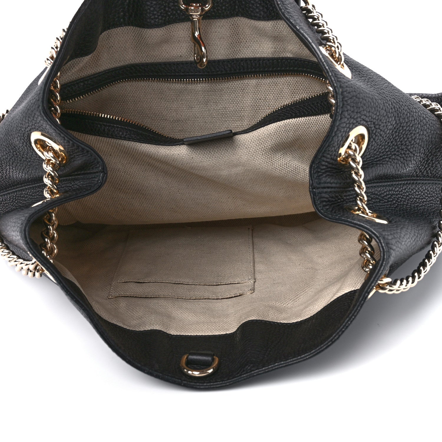 Gucci Pebbled Calfskin Medium Soho Chain Shoulder Bag Black 5 of 11