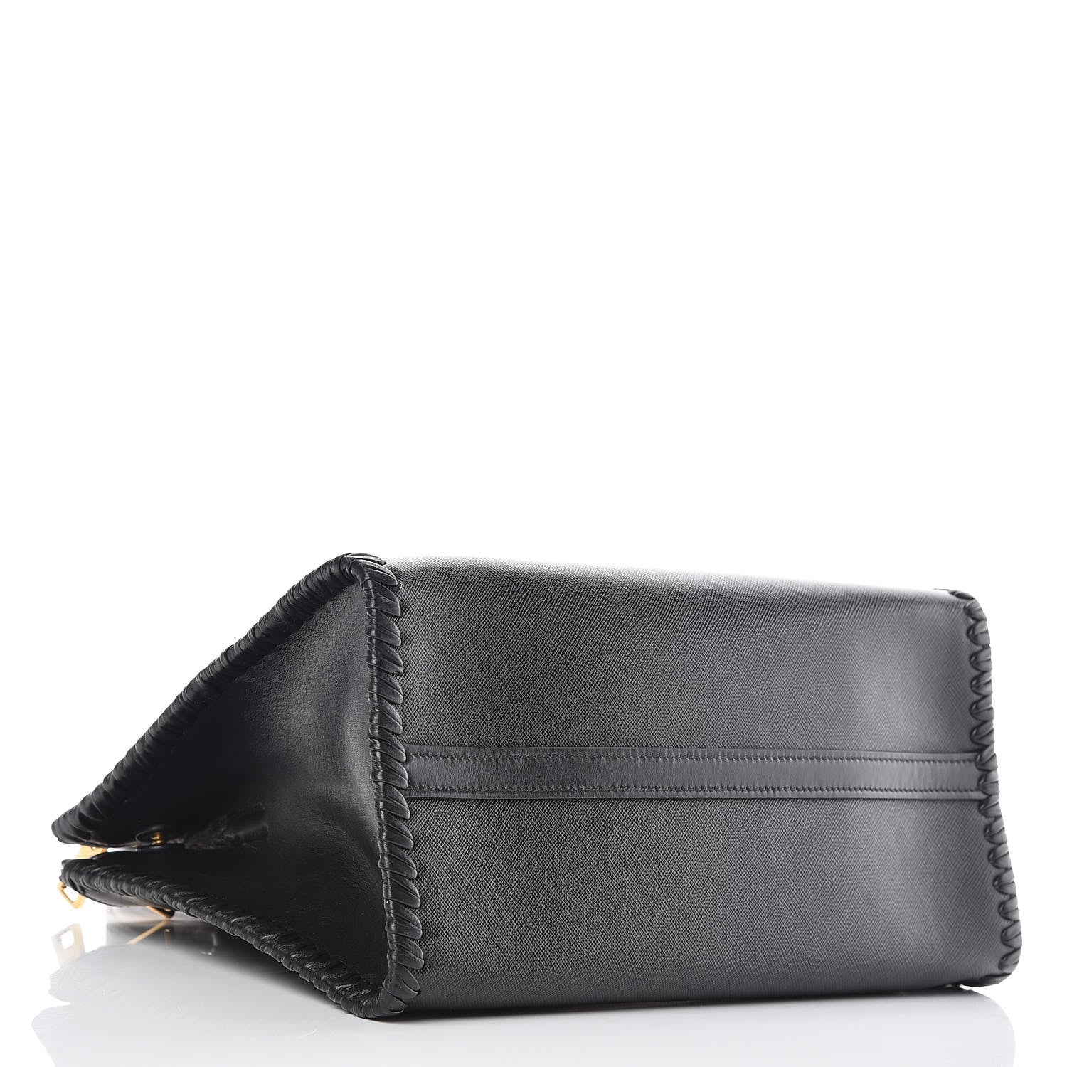 Prada Saffiano Whipstitch Medium Paradigme Bag Black 4 of 8