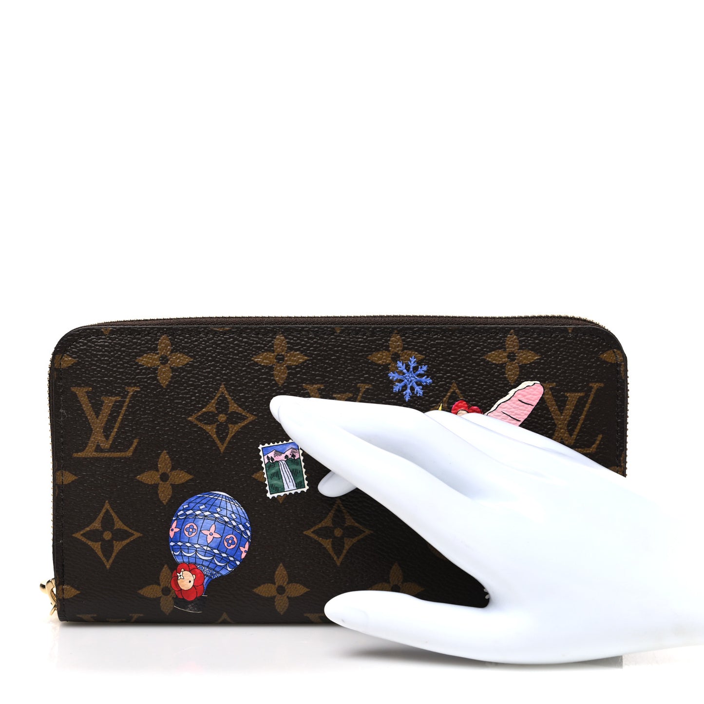 Monogram 2025 Christmas Animation Winter Holiday Zippy Wallet Snowy Pearl