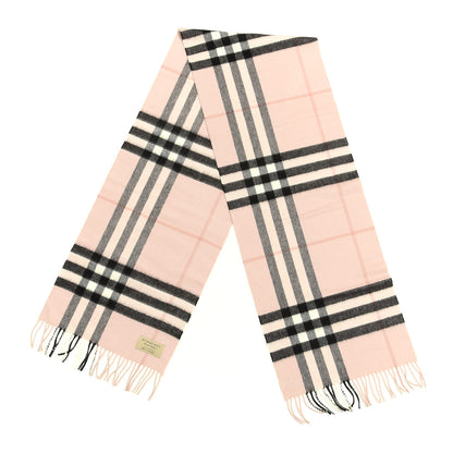 Burberry Cashmere Giant Heritage Check Fringe Scarf Ash Rose 2 of 4