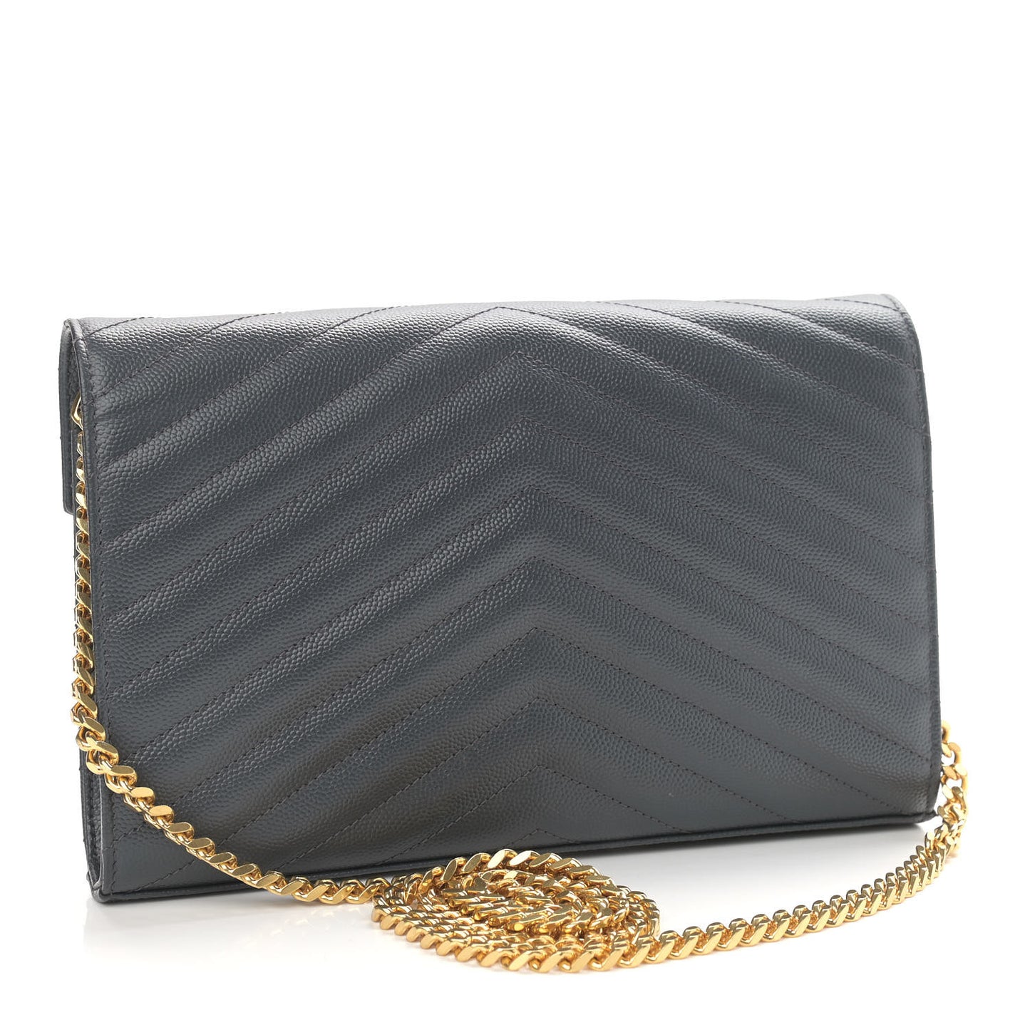 Grain De Poudre Matelasse Chevron Monogram Chain Wallet Dark Smog