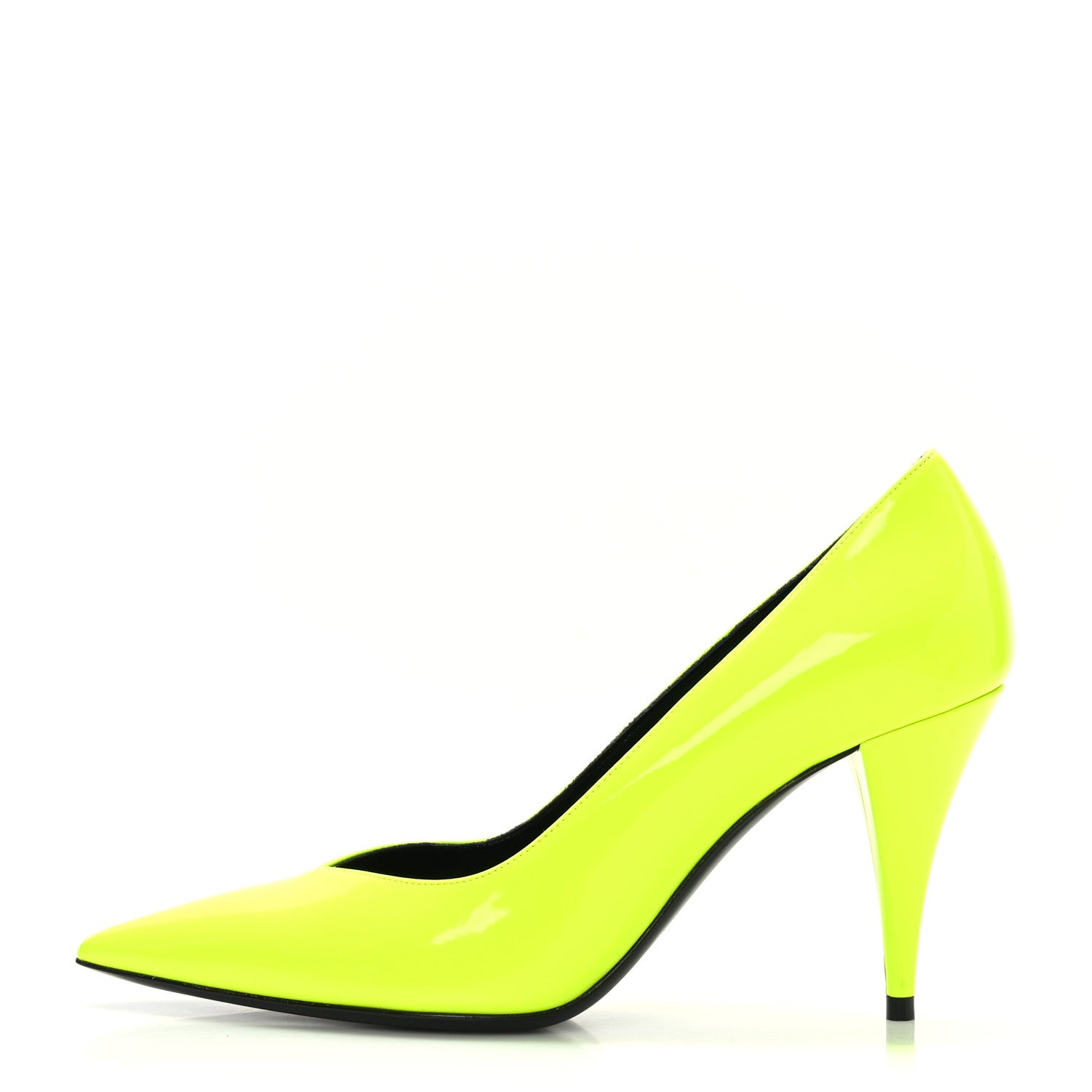 Saint Laurent Patent Calfskin Kiki 85 Pumps 36 Yellow Fluo 1 of 8