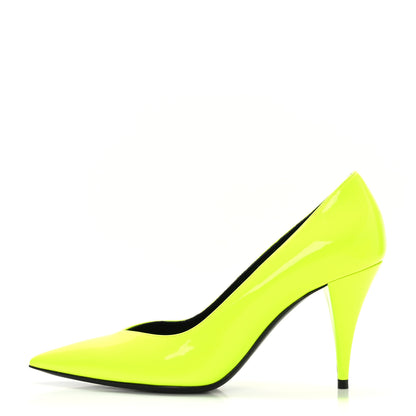Saint Laurent Patent Calfskin Kiki 85 Pumps 36 Yellow Fluo 1 of 8