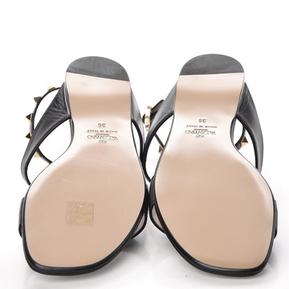 Valentino Garavani Nappa Rockstud Ankle Strap Flat Sandals 39 Black 5 of 9