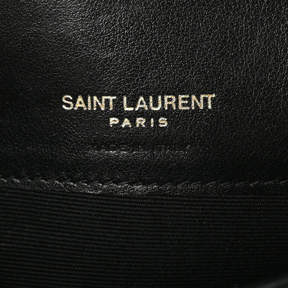 Saint Laurent Calfskin Crocodile Embossed Monogram Phone Holder Crossbody Black 6 of 11