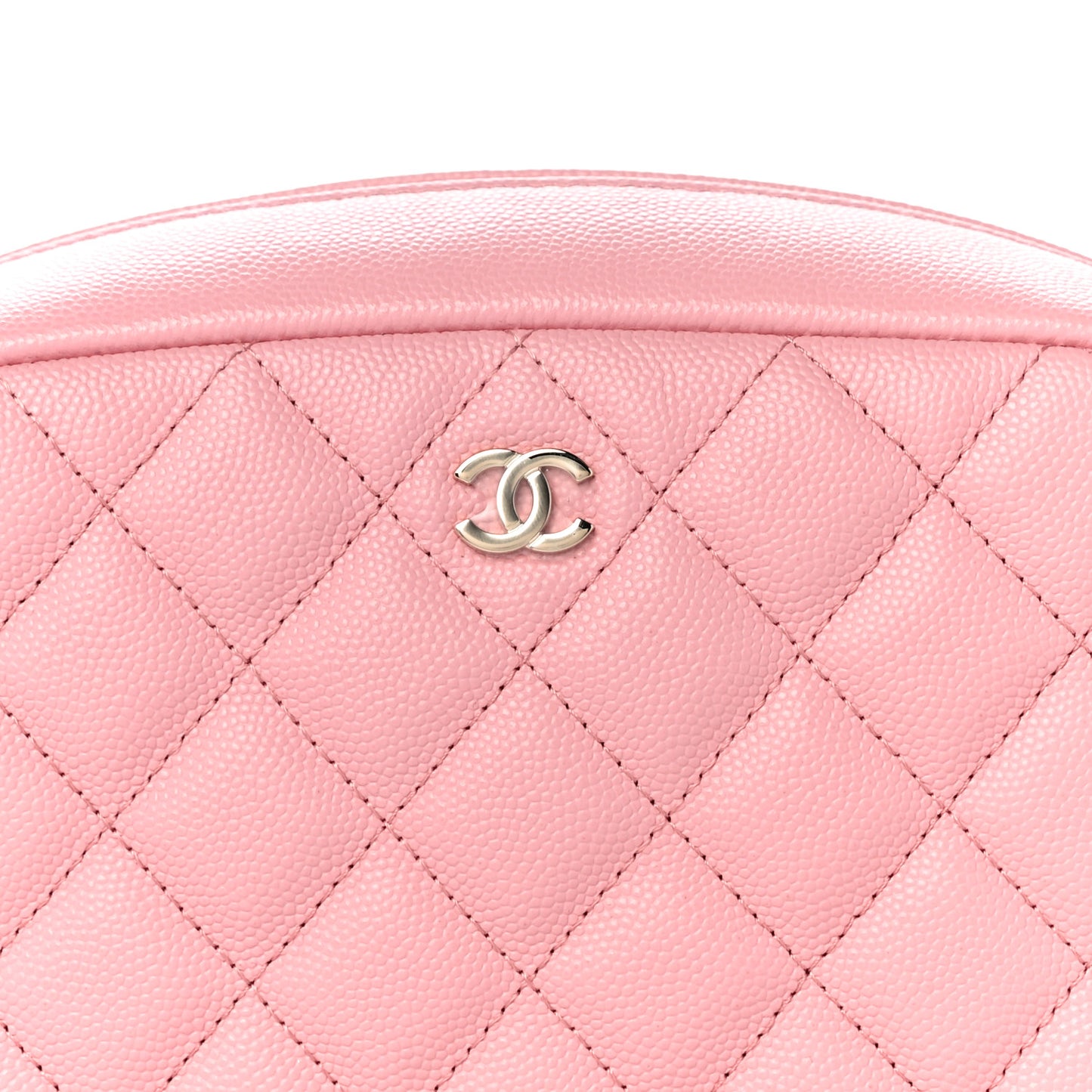 Caviar Quilted Medium Curvy Pouch Cosmetic Case Light Pink