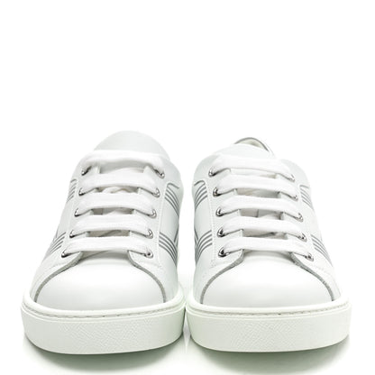 Hermes Calfskin Womens Advantage Sneakers 35 White Gris Argente 2 of 9