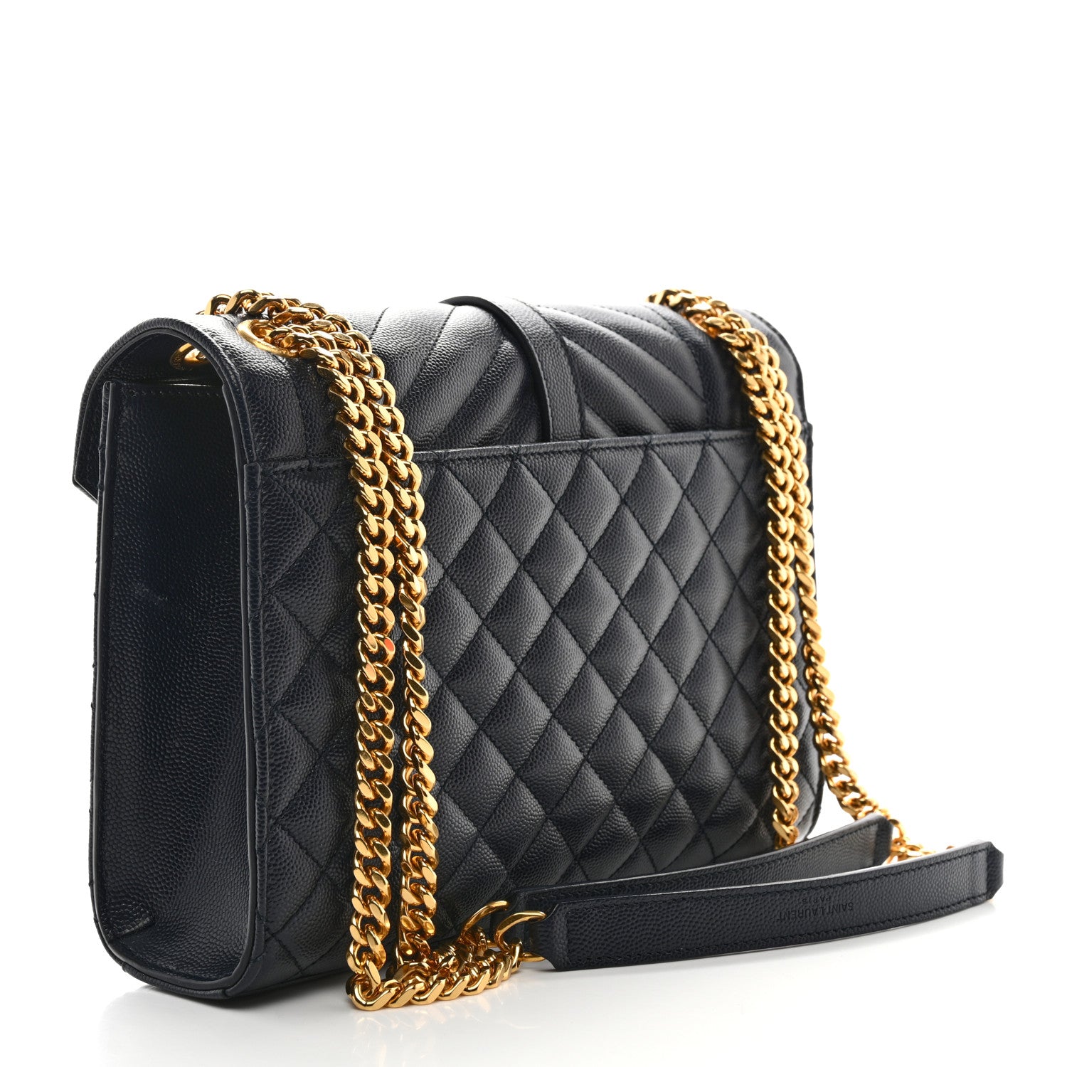 Saint Laurent Grain De Poudre Textured Mixed Matelasse Triquilt Medium Monogram Satchel Deep Marine 3 of 11