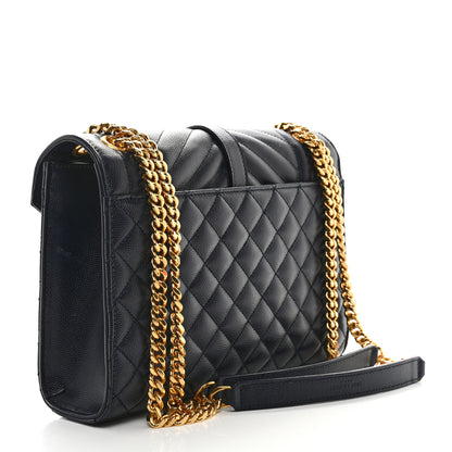 Saint Laurent Grain De Poudre Textured Mixed Matelasse Triquilt Medium Monogram Satchel Deep Marine 3 of 11