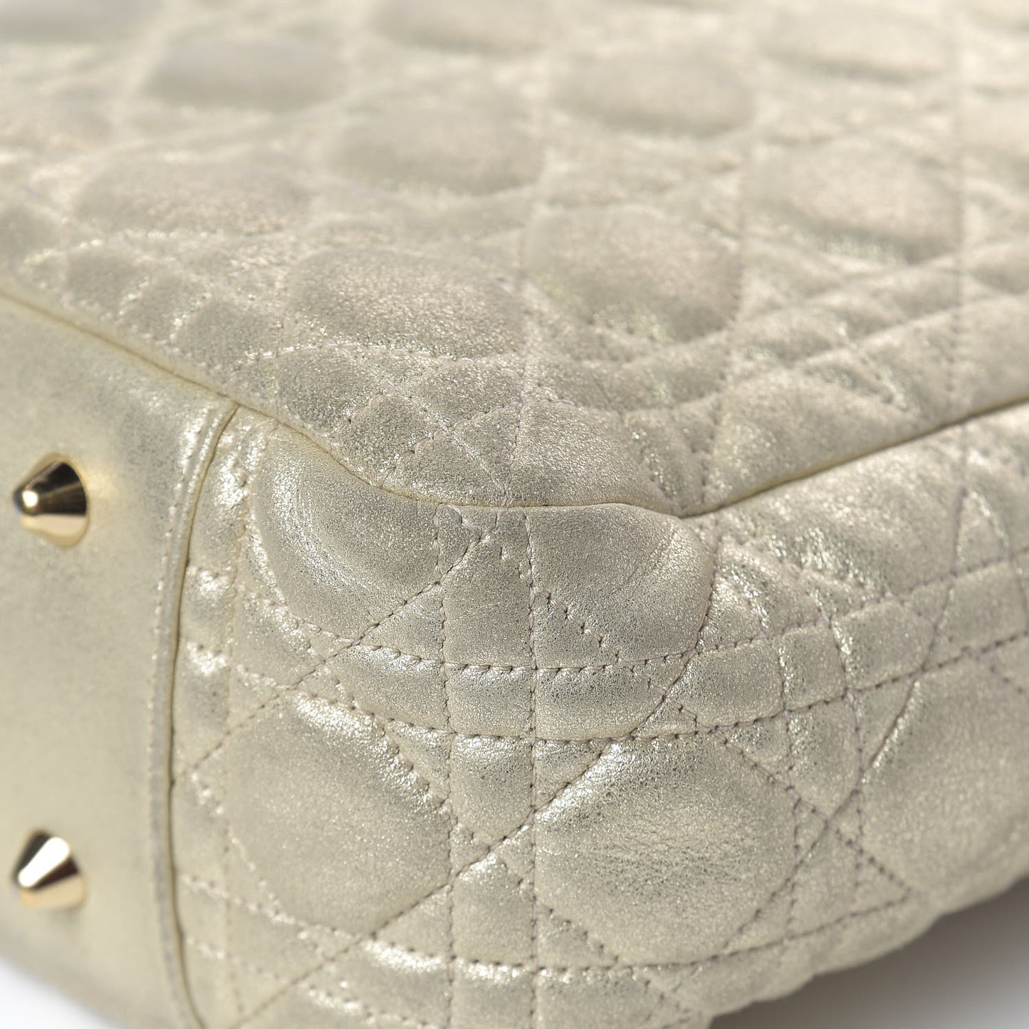 Metallic Lambskin Cannage Dior Soft Shopping Tote Gold