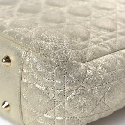 Christian Dior Metallic Lambskin Cannage Dior Soft Shopping Tote Gold 29 of 31
