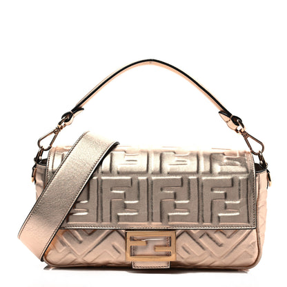 Fendi Vitello Laminato FF 1974 Embossed Baguette Rame 1 of 7
