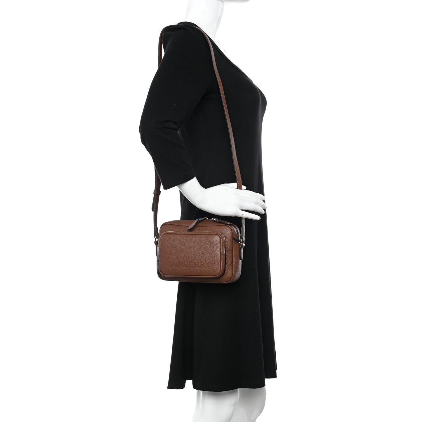 Grained Calfskin Small Camera Bag Tan