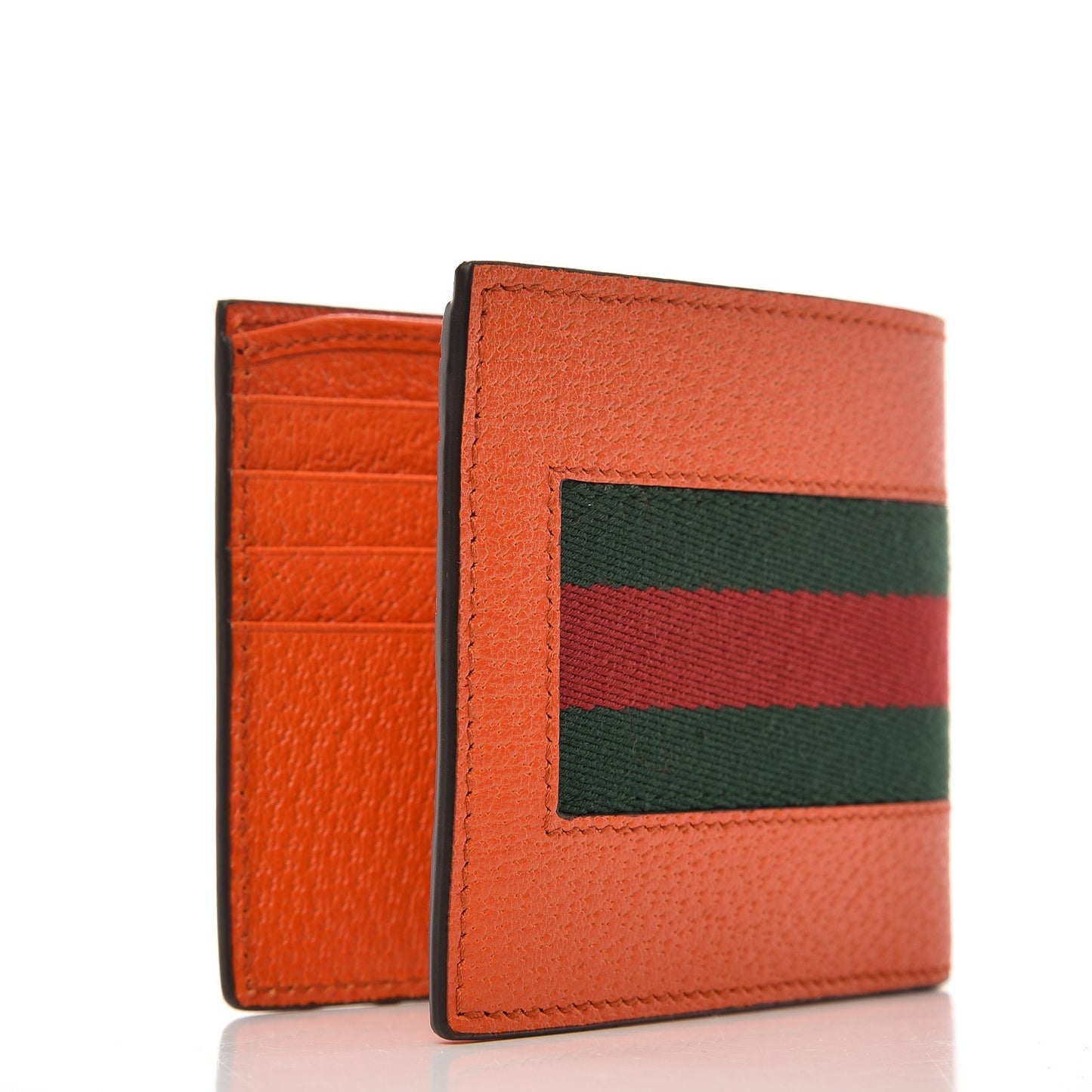 Grained Cinghiale Web Bi-Fold Wallet Orange