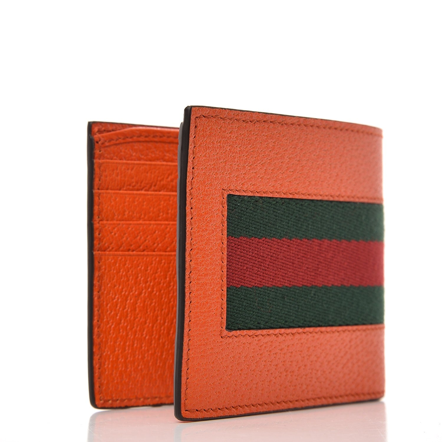 Gucci Grained Cinghiale Web Bi-Fold Wallet Orange 9 of 12