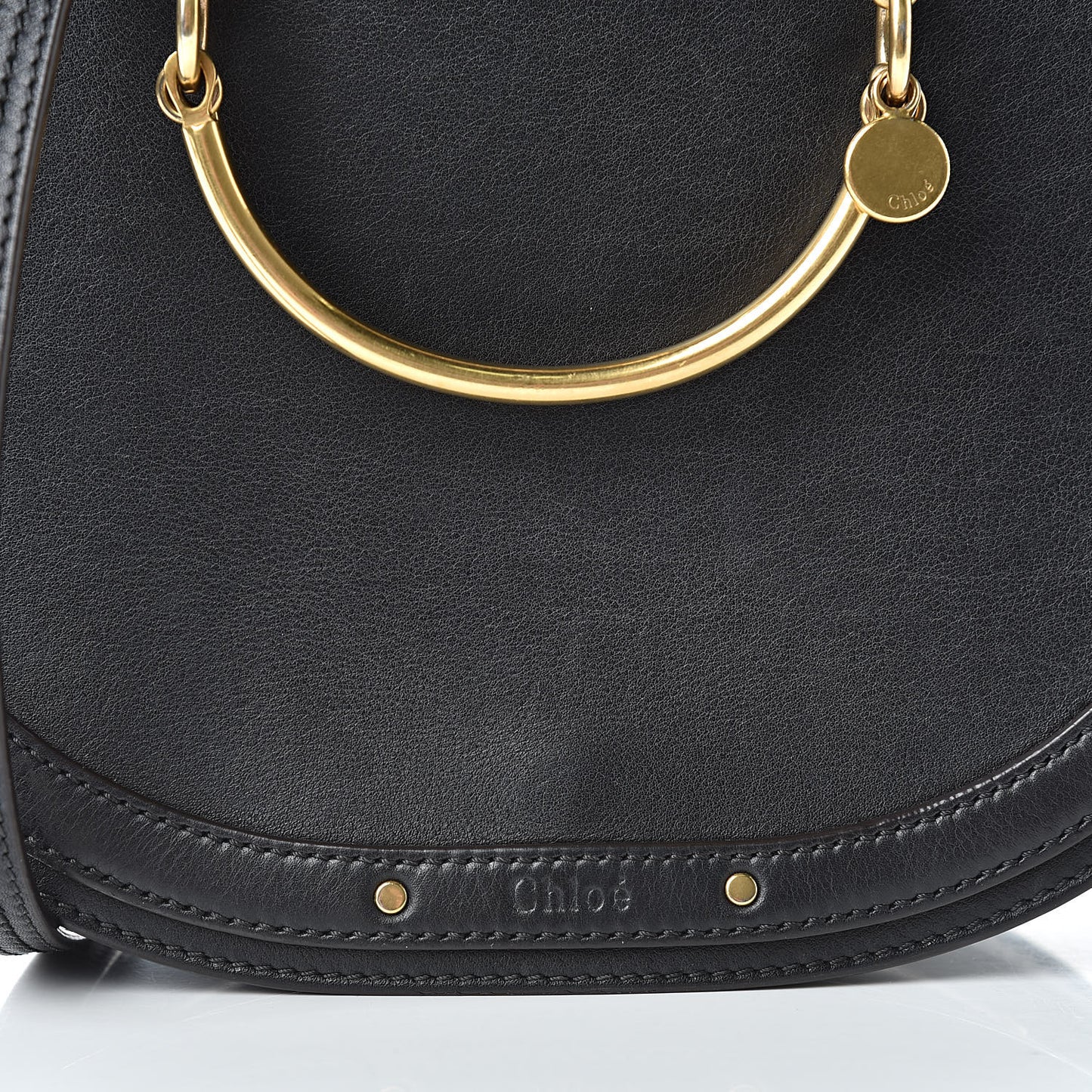 Calfskin Suede Medium Nile Bracelet Bag Black