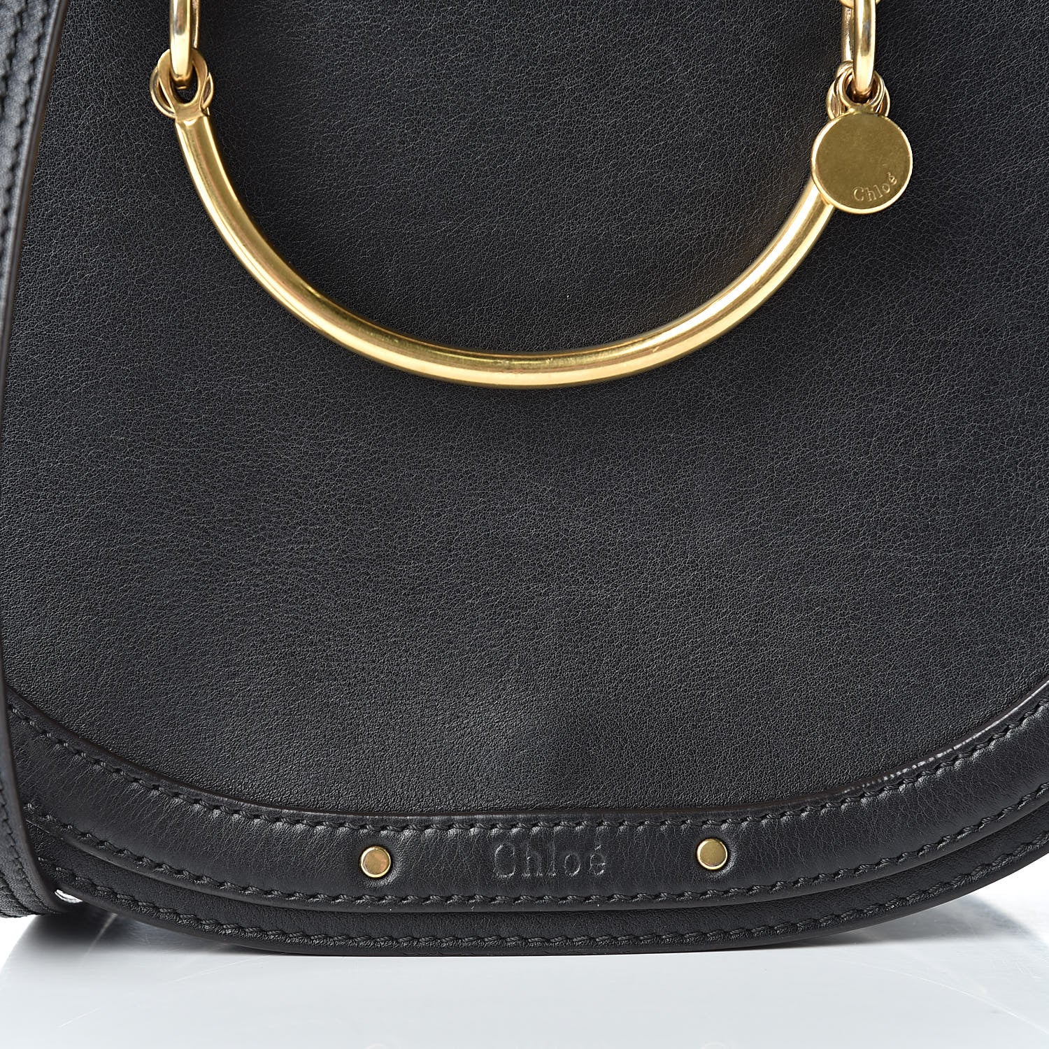 Chloe Calfskin Suede Medium Nile Bracelet Bag Black 8 of 16