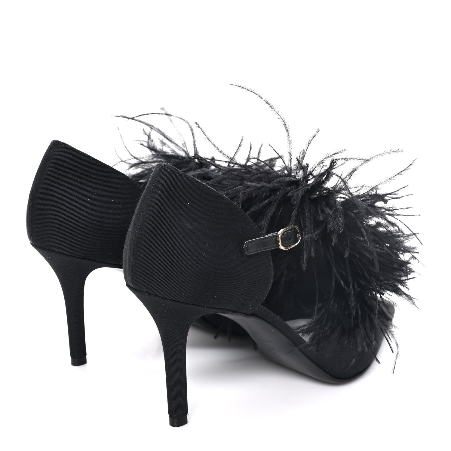 Chanel Grosgrain Feather Mary Jane Pumps 40 Black 5 of 9