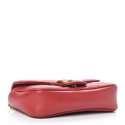 Gucci Calfskin Matelasse Super Mini GG Marmont Shoulder Bag Hibiscus Red 4 of 11