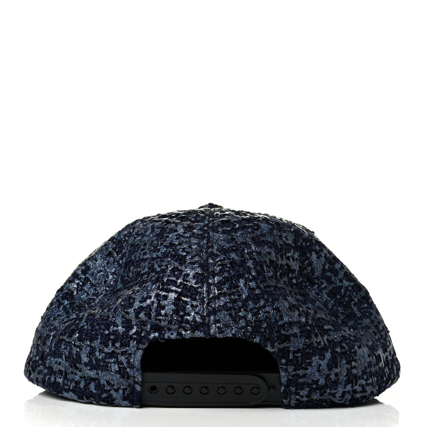 Chanel Glittered Tweed Cap Hat Navy Blue 4 of 6