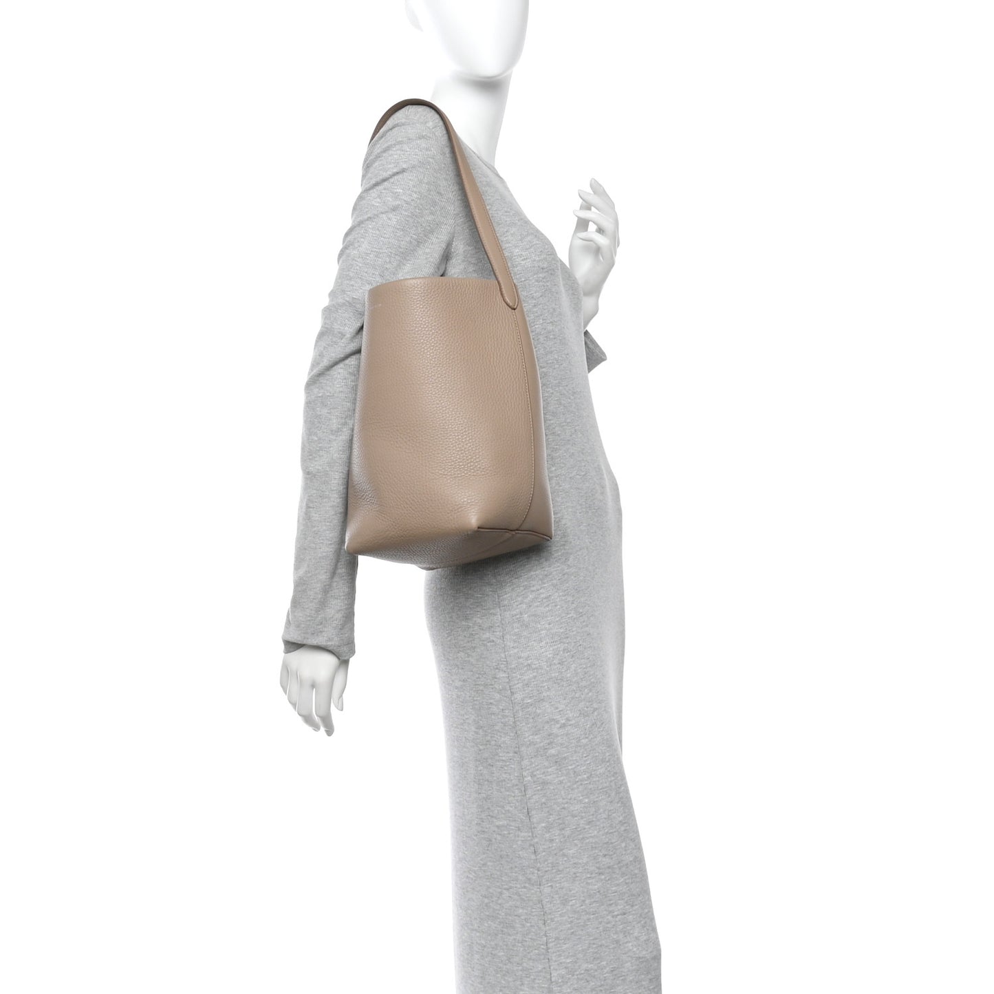 Grained Calfskin Medium N/S Park Tote Dark Taupe