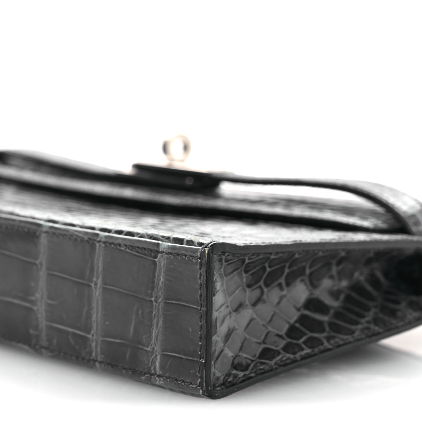 Shiny Niloticus Crocodile Kelly Elan Pochette Bleu Tempete