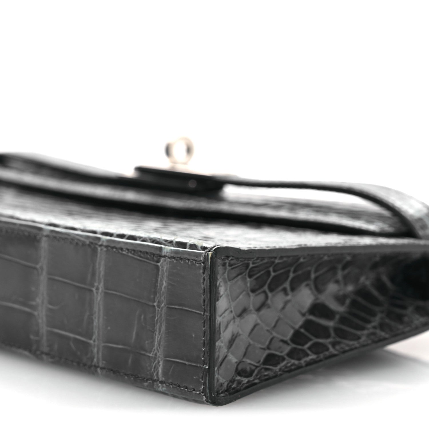 Hermes Shiny Niloticus Crocodile Kelly Elan Pochette Bleu Tempete 19 of 26