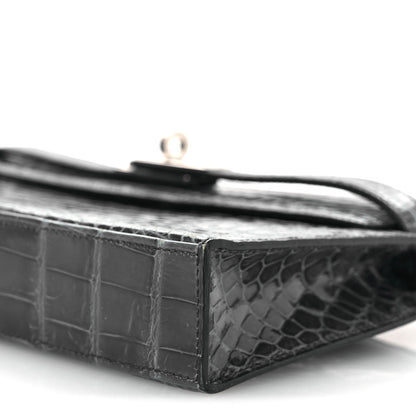 Hermes Shiny Niloticus Crocodile Kelly Elan Pochette Bleu Tempete 19 of 26