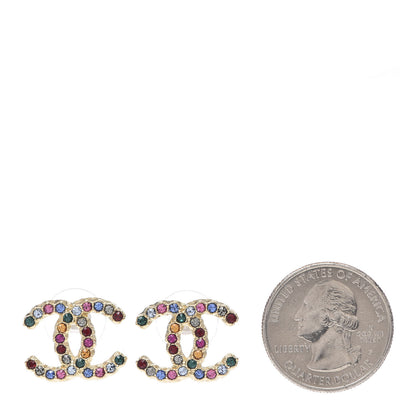 Chanel Crystal Over The Rainbow CC Earrings Gold Multicolor 2 of 4