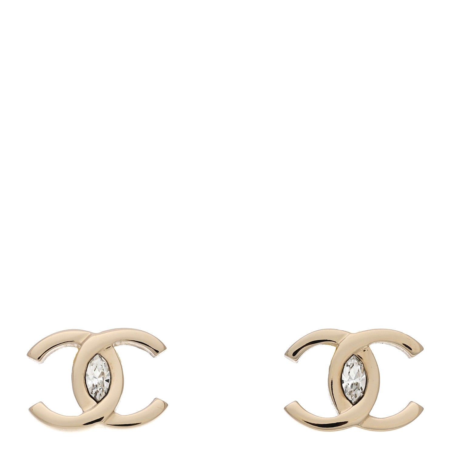 Chanel Crystal CC Earrings Gold 1 of 5