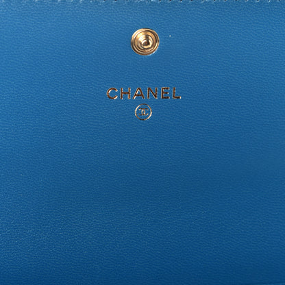 Chanel Goatskin Quilted Chanel 19 Flap Wallet Turquoise 6 of 9