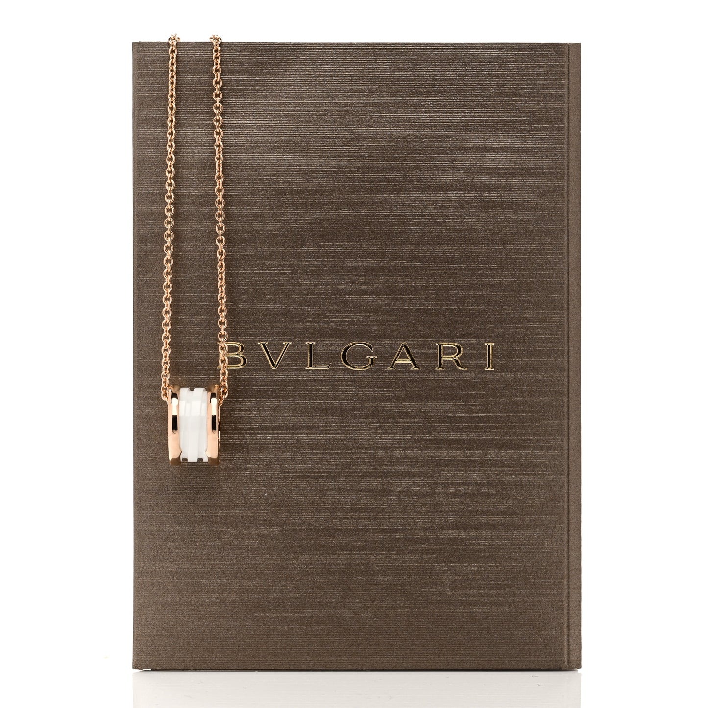 18K Rose Gold White Ceramic B.Zero1 Pendant Necklace