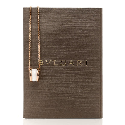 Bulgari 18K Rose Gold White Ceramic B.Zero1 Pendant Necklace 8 of 8