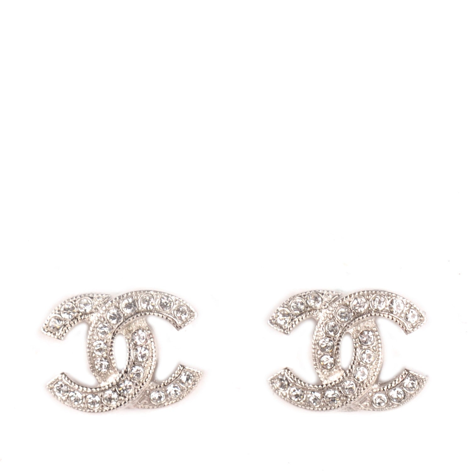 Chanel Crystal CC Earrings Silver 1 of 6