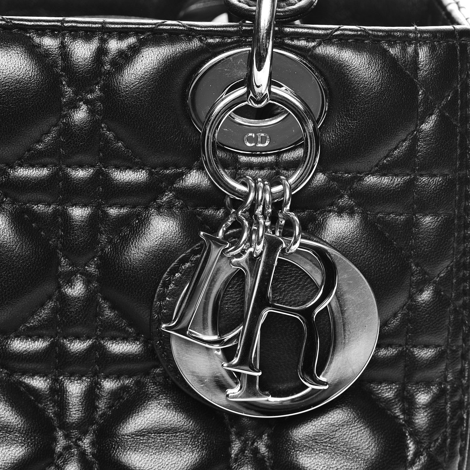 Christian Dior Lambskin Cannage Medium Lady Dior Black 10 of 13