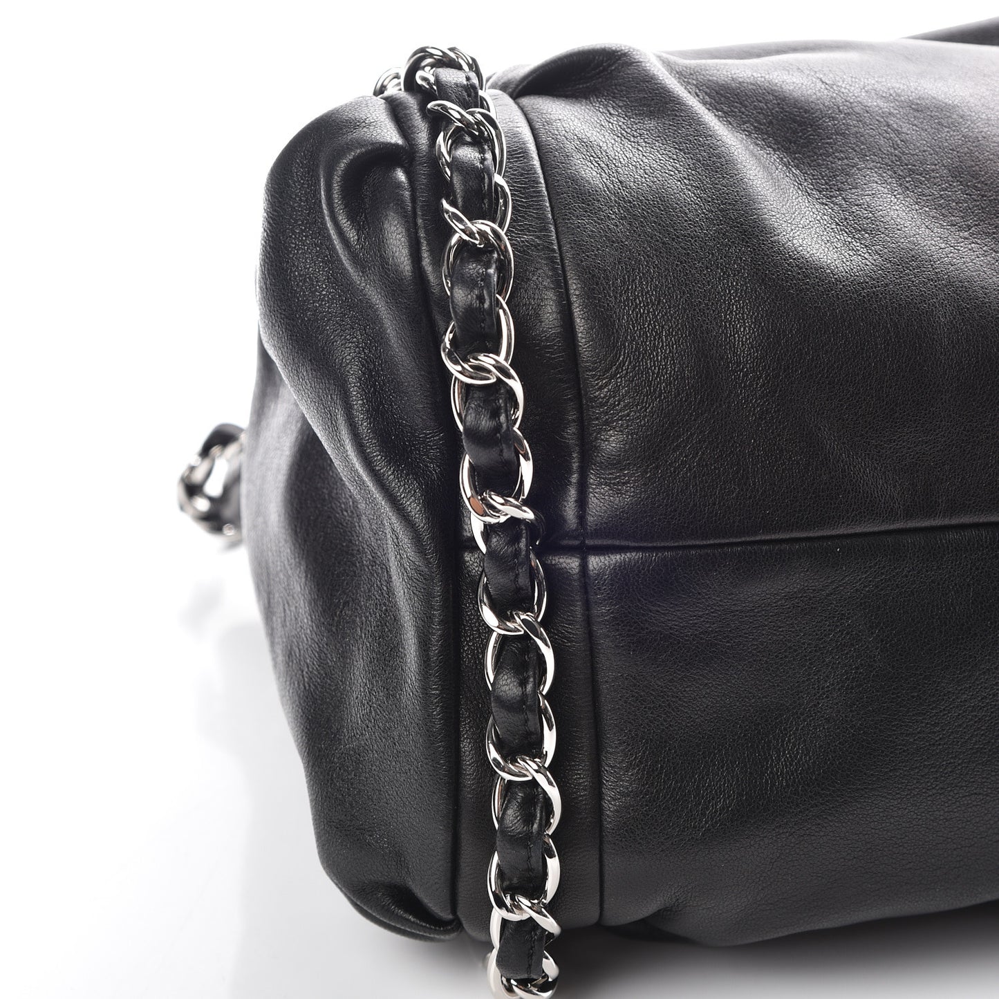 Lambskin Large Sharpei Shoulder Bag Black