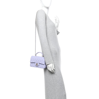 Chanel Lambskin Quilted Mini Top Handle Rectangular Flap Light Purple 2 of 11