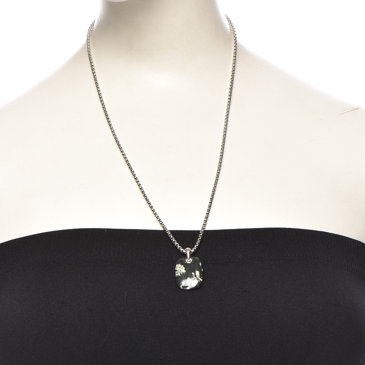 Sterling Silver 25mm Exotic Stone Tablet Necklace