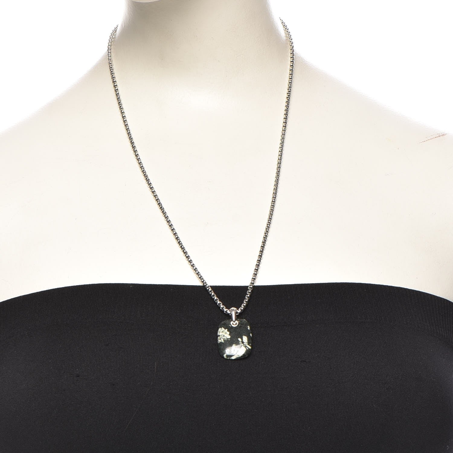 David Yurman Sterling Silver 25mm Exotic Stone Tablet Necklace 2 of 6