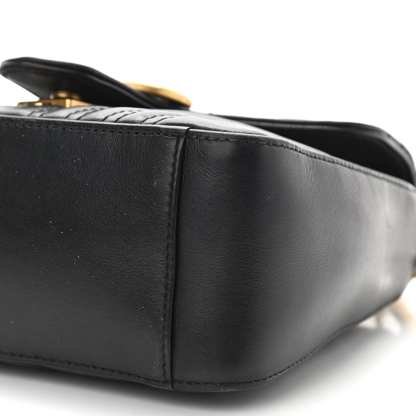 Calfskin Matelasse Mini GG Marmont Top Handle Shoulder Bag Black