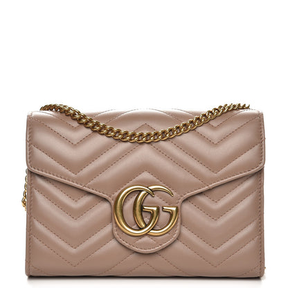 Gucci Calfskin Matelasse GG Marmont Chain Wallet Porcelain Rose 1 of 7